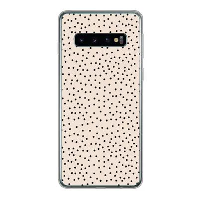 Produktbild von MuchoWow® Handyhülle Schutzhülle Hülle für Samsung Galaxy S10 Polka dot - Beige - Schwarz Silikon Softcase Handy Hülle - Handytasche