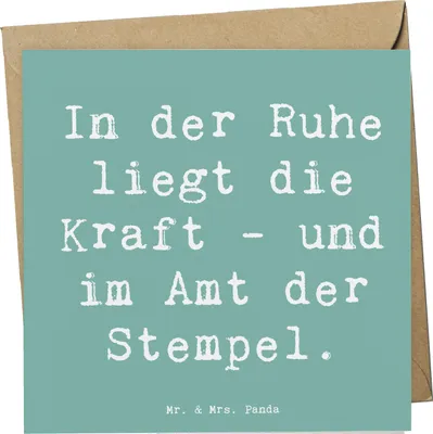 Produktbild von Mr. & Mrs. Panda Grußkarte Spruch Beamtin Kraft - Meeresbrise - Geschenk, Berufsleben, Beamte, Glückwunschkarte, doppelkarte, handgefertigte Geschenke, Arbeitsalltag