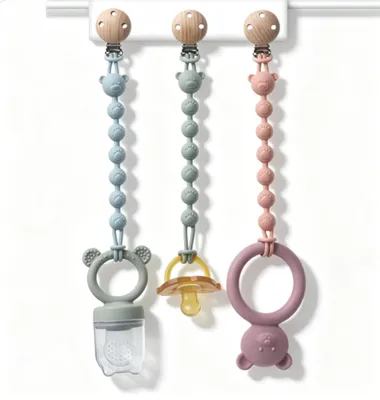 Produktbild von 3er-Set Schnullerketten Aus Silikon, für Mädchen und Jungen 25 cm