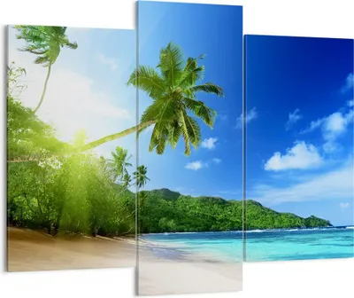 Produktbild von Bild auf Leinwand - Leinwandbild - Baum Dschungel Welle Landschaft - 130x100cm - Wand Bild - Wanddeko - Leinwanddruck - Bilder - Kunstdruck - Leinwand bilder - Wandkunst - CB130x100-3169