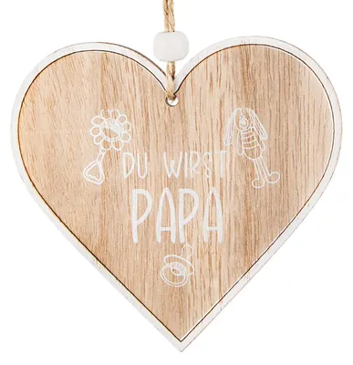 Produktbild von Du wirst Papa Schwangerschaft verkünden Holzherz Geschenk für werdenden Vater
