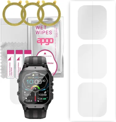 Produktbild von apgo 3 Stück Schutzfolie, klar, kompatibel mit Oukitel BT20 Smartwatch, Hydrogel Displayschutzfolie mit Positionierhilfe, Displayfolie, robust und kratzfest