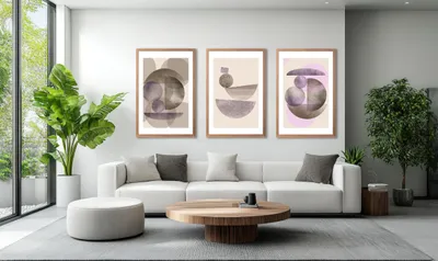 Zdjęcie produktu dla Zestaw ramek do zdjęć 60 x 40 cm, 3 szt., brązowy, do montażu na ścianie, do salonu