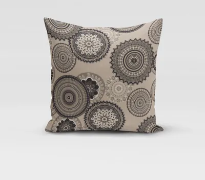 Produktbild von SCHÖNER LEBEN. Kissenhülle Mandalas natur grau verschiedene Größen Größe 60x60cm (HxB) 60x60cm (HxB) Größe