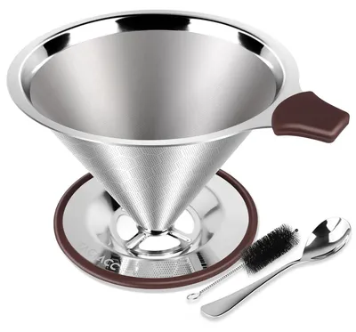 Pour-Over-Kaffeefilter aus Edelstahl, wiederverwendbar, 3-4 Tassen