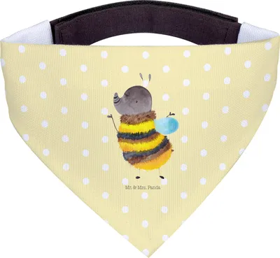 Produktbild von Mr. & Mrs. Panda Halstuch Hummel flauschig - Gelb Pastell - Geschenk, Tuch, Natur, Dreieckstuch für Hunde, Schal, Lustige Sprüche, Blume, Biene, Hundehalstuch, Hund