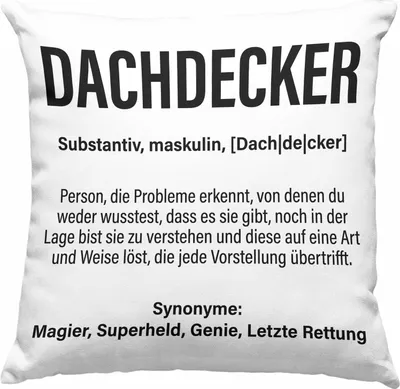 Produktbild von Trendation - Dachdecker Geschenk Deko-Kissen mit Füllung 40x40 Lustig Mann Männer Zubehör Geschenkidee Dachdecker-Meister  Deko-Kissen mit Füllung 40x40 (Rosa)