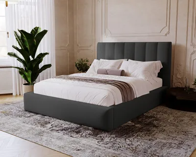 Obrázek produktu pro Čalouněná postel 140x200 s úložným prostorem Velor – samet, ložnicová postel rošt – dvojlůžko 140x200 cm, černá