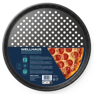 Produktbild von WELLHAUS Pizzablech perforiert 32cm Antihaft Kohlenstoffstahl Backform