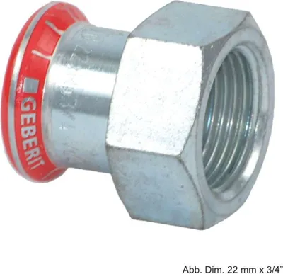 Produktbild von Geberit GE Mapress, Uebergang, C-Stahl, d15mm, Rp1/2, verzinkt, 1 Stk.