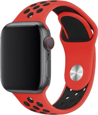 Produktbild von Silikon Sport Armband Rot Schwarz kompatibel mit Apple Watch 38 /40 /41 mm M/L Sport Smart Watch Strap Black Red compatible with Apple Watch