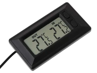Produktbild von Auto-Innen-/Außenthermometer, digitales LCD-Display, 1,5 m Kabel, für Fahrzeugtemperatur