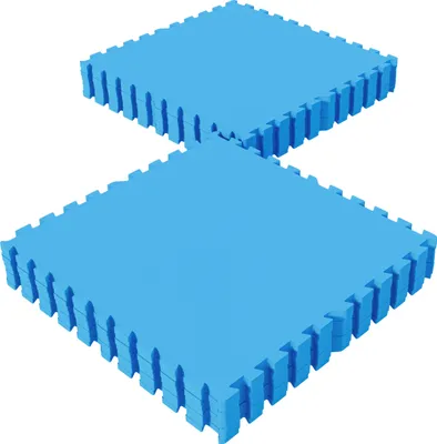 Produktbild von GORILLA SPORTS® Schutzmatten Set - 16 Matten, 60x60x1,2 cm, rutschfeste, EVA Schaumstoff, 5,76 m², Blau - Bodenschutzmatten Fitness, Bodenmatte, Puzzlematten, Unterlegmatte, Trainingsmatten