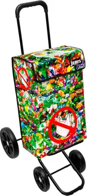 Produktbild von James Einkaufstrolley - PLASTIKMUELL - stabiler Einkaufswagen mit individuellem Design - einfarbig: grün in Ausführung: Quattro-4Raeder