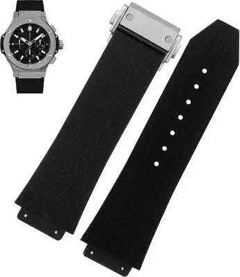 Obrázok produktu pre Remienok na hodinky, materiál guma, oceľová spona, čierno-strieborná-B, 25 mm-19 mm-d