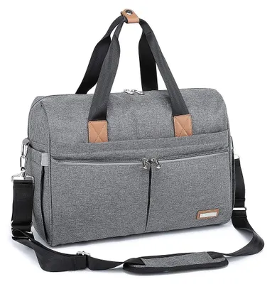 Produktbild von Große Wickeltasche mit Wickelunterlage, isolierten Flaschenfächern, Kinderwagenbefestigung, grau, für
