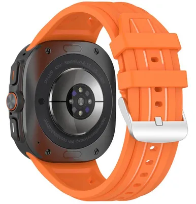 Image de Bracelet pour Samsung Galaxy Watch Ultra 47mm, Boucle Classique Longueur Ajustable Silicone Souple Orange
