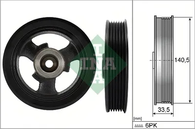 Produktbild von INA 544 0149 10 Riemenscheibe Kurbelwelle für MINI Schrägheck (R50, R53) 141mm
