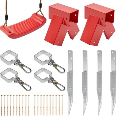 Immagine prodotto di Kit altalena da parco giochi TRIBECCO - Altalena da giardino - Altalena per bambini - Altalena in plastica| Realizzata nell'Unione Europea (90°, rosso)