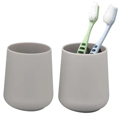 Produktbild von eluno Becher Set TESERO 2tlg. mit Soft-Touch Oberfläche, aus Kunststoff in Taupe