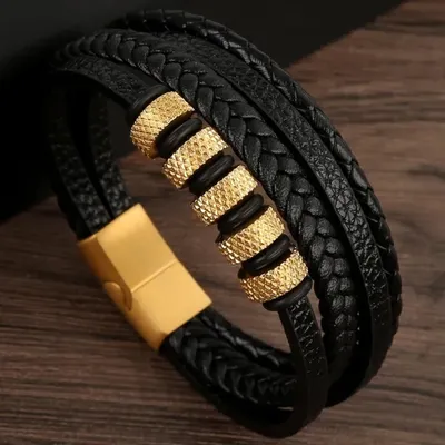 Produktbild von Herrenarmband GI-33325 - Schwarz / Gold | Stilvoll & Modern KP33325