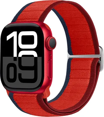 Produktbild von Für Apple Watch Series 11 10 42mm / 9 8 7 41 / 6 SE 5 4 40mm Nylon Elastisches Armband Rot