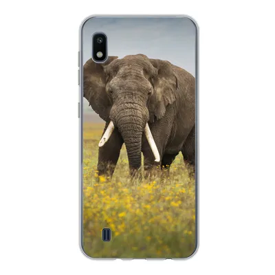 Produktbild von MuchoWow® Handyhülle Schutzhülle Hülle für Samsung Galaxy A10 Elefant - Blumen - Gras - Tiere - Natur Silikon Softcase Handy Hülle - Schutzhülle