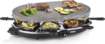 Produktbild von Princess 162720 Raclette 8 Oval Stone Grill, 8 Person(en), Schwarz, Oval, Stein, 430 x 300 mm, Drehregler