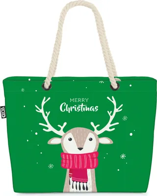 Produktbild von VOID Rentier Schal Weihnachten Strandtasche Shopper 58x38x16cm 23L XXL Einkaufstasche Tasche Reisetasche Beach Bag