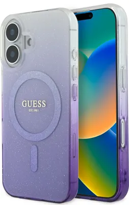 Produktbild von Guess iPhone 16 Back cover case - Magsafe IML glitter gradient - Purple