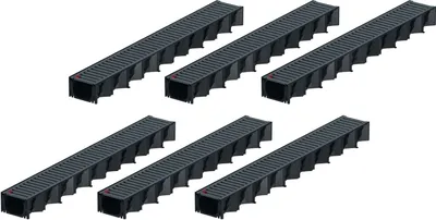 Produktbild von 6x1m ACO Hexaline 2.0 Entwässerungsrinne Stegrost Stahl verzinkt, anthrazit pulverbeschichtet Bodenrinne Terrassenrinne