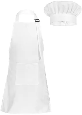 Produktbild von Kinderkoksmutsset mit Schort, weiss, mittel