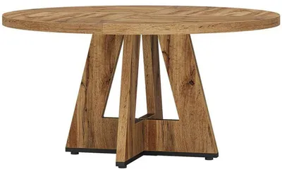 Image de Table à manger ronde HOGA-XK00379XX, 122,5 x 122,5 x 74,5 cm, marron