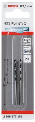 Productafbeelding van Spiraalboor met HSS punt, conform DIN 338, 2,5 mm, set van 2 stuks