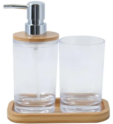 Imagen del producto de MSV Accesorios para baño Porto - Juego de 3 piezas - Bambú/Plástico