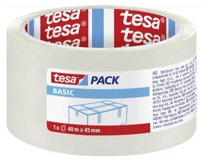 Imagen del producto de tesa BASIC, cinta adhesiva transparente, rollo de 40 metros x 45 mm