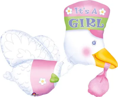 Produktbild von Amscan 10116376 32" Stork:Girl Shape Foil - Pkg, Multicolor