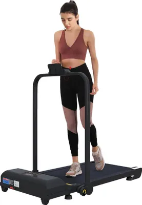Image de Tapis de course/tapis de marche - 2 en 1 pliable - 2,5 CV - Entraînement cardio - Pour les jambes - Noir