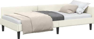 Obrázek produktu pro vidaXL Rohový rám postele s čelem krémový 100 cm x 200 cm sametový