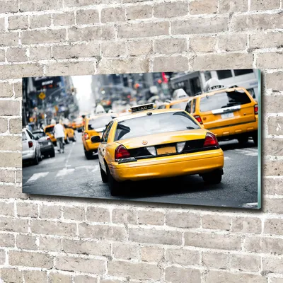 Produktbild von Tulup Glas-Bild -140x70- Wandkunst Dekorative Wand für Küche & Wohnzimmer - Fahrzeuge - Taxis New York - Gelb