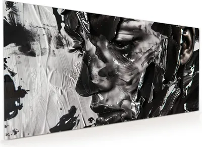 Produktbild von Küchenrückwand Spritzschutz Glas mit Motiv Abstraktes Porträt 40 x 40 cm