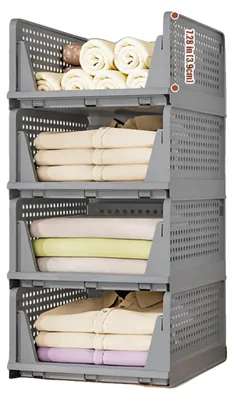 Produktbild von Aufbewahrungskörbe, stapelbares Design, leicht zugängliche Schubladen, Grau