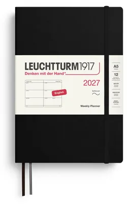 Image de Calendrier hebdomadaire LEUCHTTURM1917 pour 2027, format moyen (A5) - en anglais, couleur noire, couverture souple, 1 unité