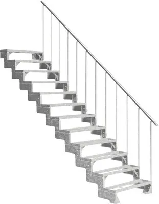 Produktbild von Aussentreppe Pertura Tallis mit Geländer 12 Steigungen Einlegestufen 100 cm Metall