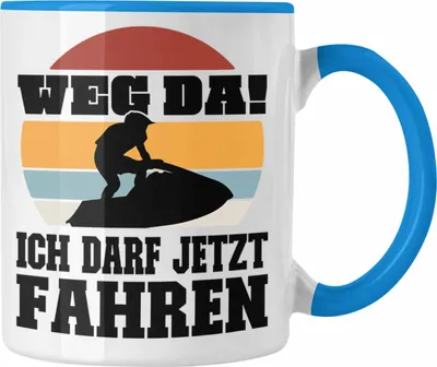 Produktbild von Trendation - Jetski Tasse Geschenk mit Spruch Jetski Sprüche Jetskifahrer (Blau)