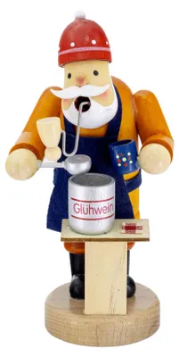 Produktbild von Kaladia Räucherfigur - Glühweinverkäufer - traditionelle Holzdekoration für die Winterzeit - für Glühweinliebhaber - handbemalte Figur - 30115-14