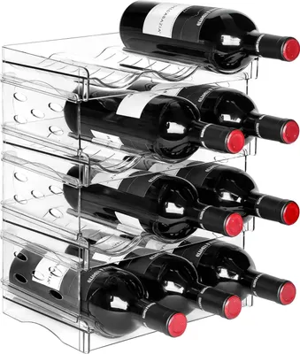 Produktbild von Stapelbarer Flaschenhalter Weinflaschen Halter Weinregal Wein, Flaschen Organizer, Flaschenregal Kš¹hlschrank, Flaschenhalter Kš¹che fš¹r Kš¹hlschrank,Schrank,Bš¹ro (4 Stš¹ck 12 Flaschen)