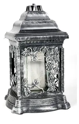 Produktbild von Grablaterne mit Öllicht 26 cm Silber für Grabschmuck