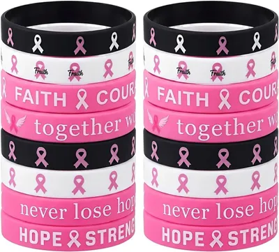 Productafbeelding van Siliconen polsbandjes, roze, elastisch, 16 stuks, voor bewustwording rond borstkanker