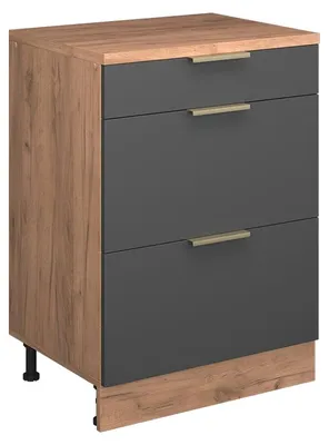 Image de Commode d'extension Vicco Rion Anthracite-or/Chêne de force doré 60x46cm sans pente avec 3 tiroirs, Model 60765